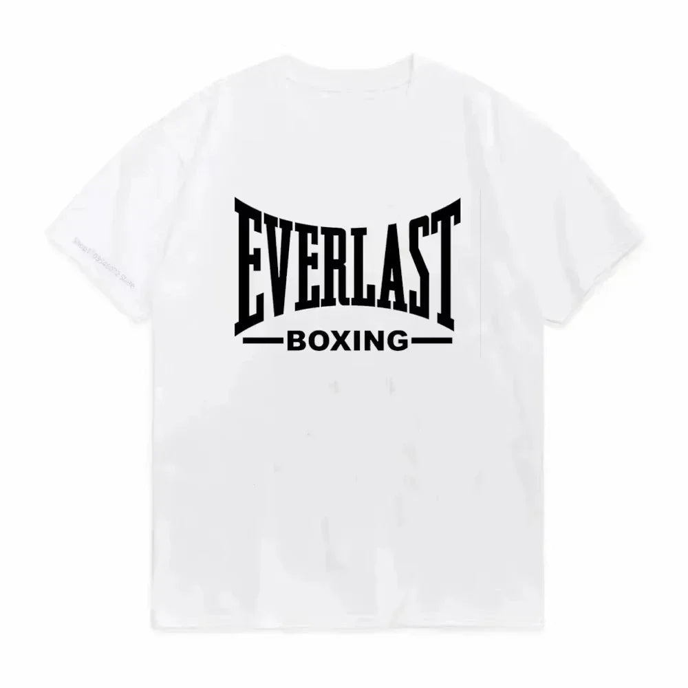Summer Boxing EVERLAST Men's T-shirt Loose Casual Short Sleeves Women's O-Neck T Shirt Cotton Tee Fitness Sports Tops Streetwear