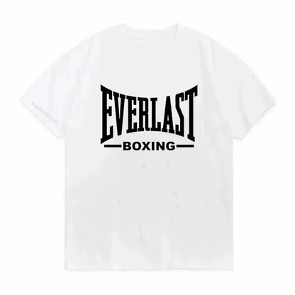 Summer Boxing EVERLAST Men's T-shirt Loose Casual Short Sleeves Women's O-Neck T Shirt Cotton Tee Fitness Sports Tops Streetwear