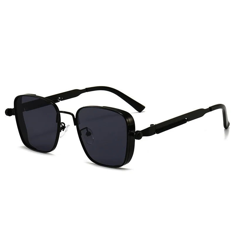 Punk Sunglasses Men Driving Sunglasses Retro Spring Leg Driving Outdoor Sports Metal Rectangular Decorative Glasses Women UV400
