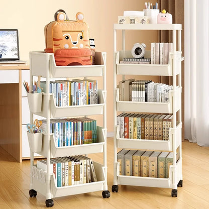 Children's Bookcases Rack Cart Home Toy Storage Reading Shelves Furniture With Wheels Removable Small Bookshelves With Wheels