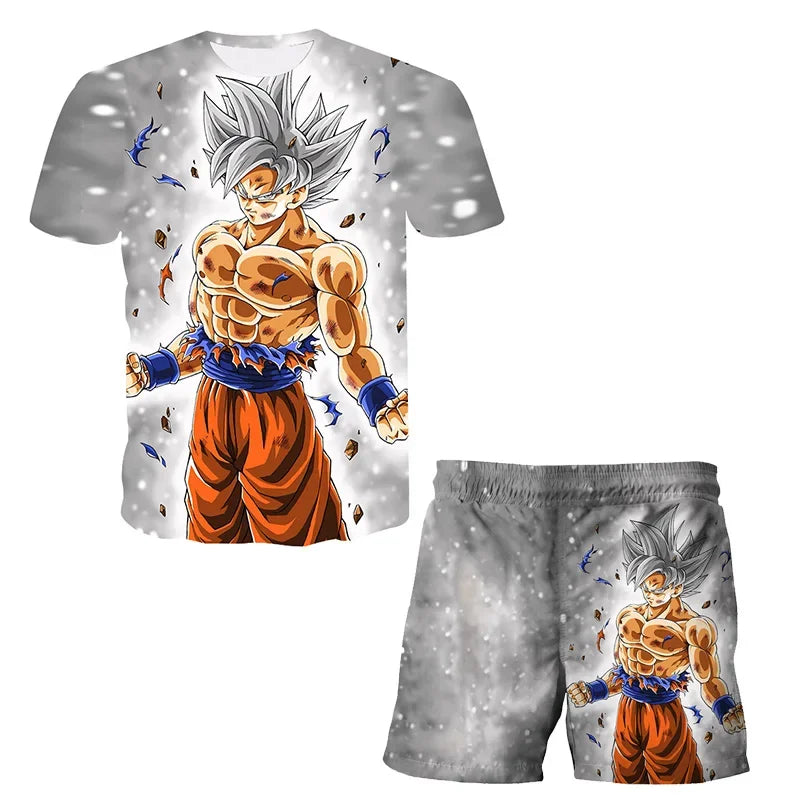 Fashion Dragon Ball Z Tshirt Set Kids Vegeta Boys Clothes Girls Mens Women T-shirt Suit Trucksuit Clothes 3d Goku Short Sleeve