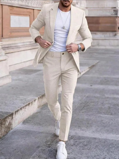 Business Casual Men's Two-Piece Suit Set Wedding Groomsmen Pure Color Formal Wear Spring Summer Autumn Winter New Arrival