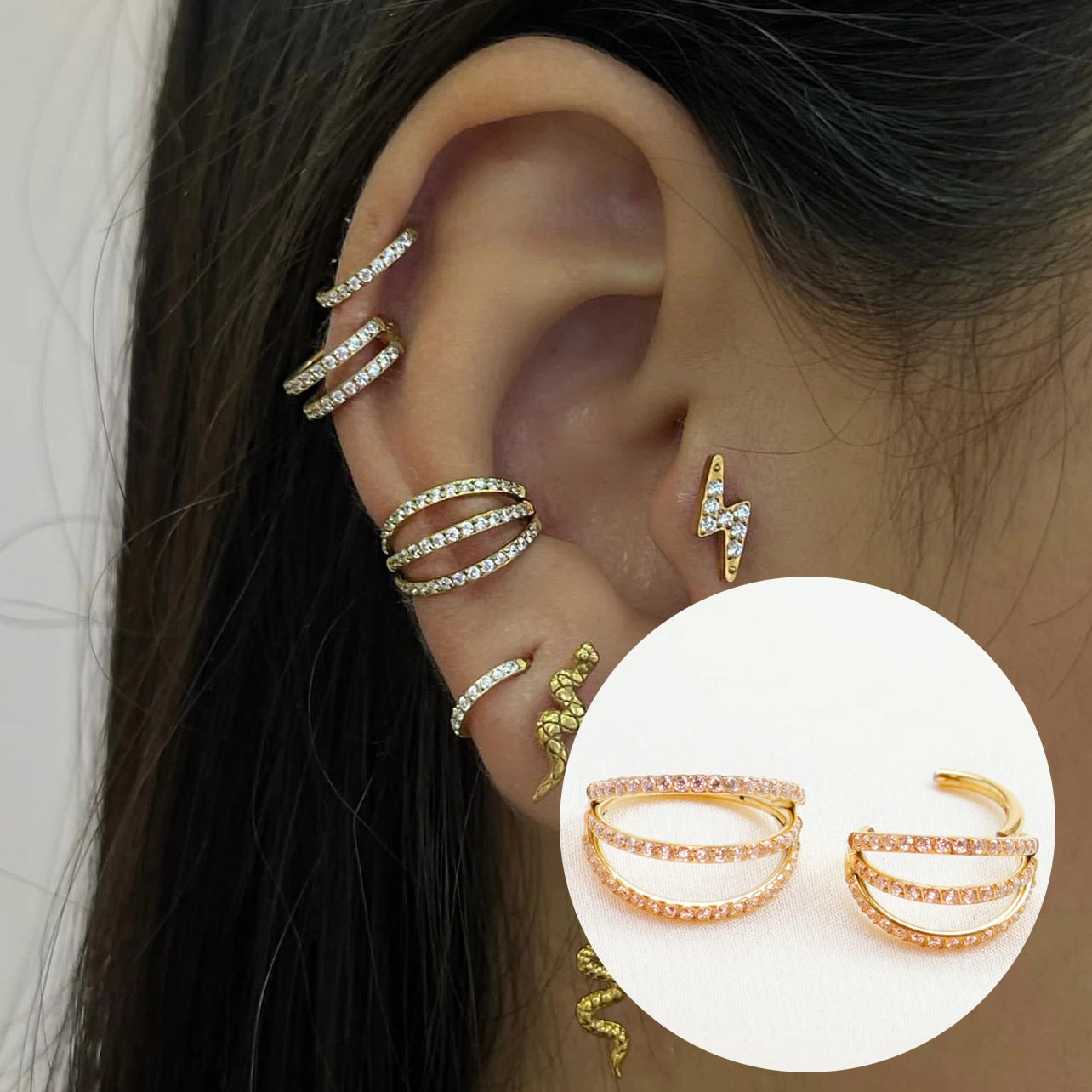 F136 Titanium Piercing Hinged Segment Hoops CZ Stone Nose Rings Ear Cartilage Tragus Helix Earrings Piercing Body Jewelry