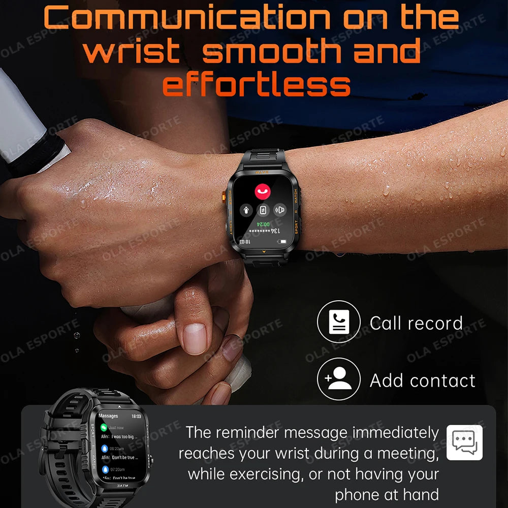 Smart Watch For Android IOS AMOLED Screen Bluetooth Call Fitness Clock 100+ Sports Modes Pedometer 880mAh Battery Men Smartwatch