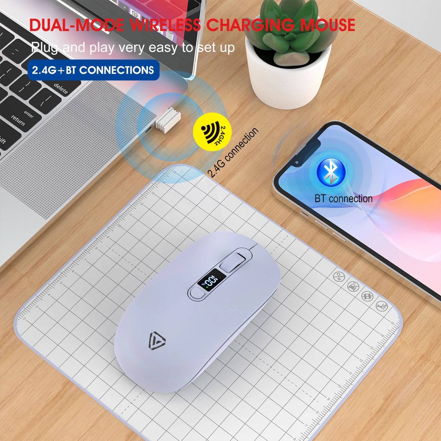 T03 Dual Mode Silent Bluetooth Mouse Computer Laptop Optical Mouse Wireless for iPad Samsung Xiaomi Lenovo Tablet Universal Mice