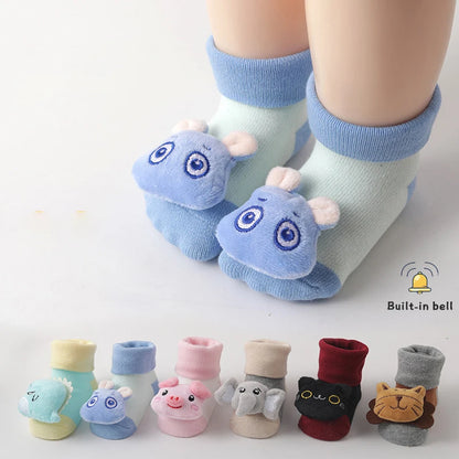 Cartoon Animals Baby Socks Spring Autumn Newborn Middle Tube Sock Non-slip Children Floor Socks Cute Boys Girls Footwear 0-1Year