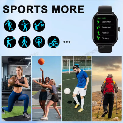 2025 Smart Watch 2.01 Inch HD Display Bluetooth Call Message Preview Sport Modes DIY Dial Weather Forecast Watches For Men Women