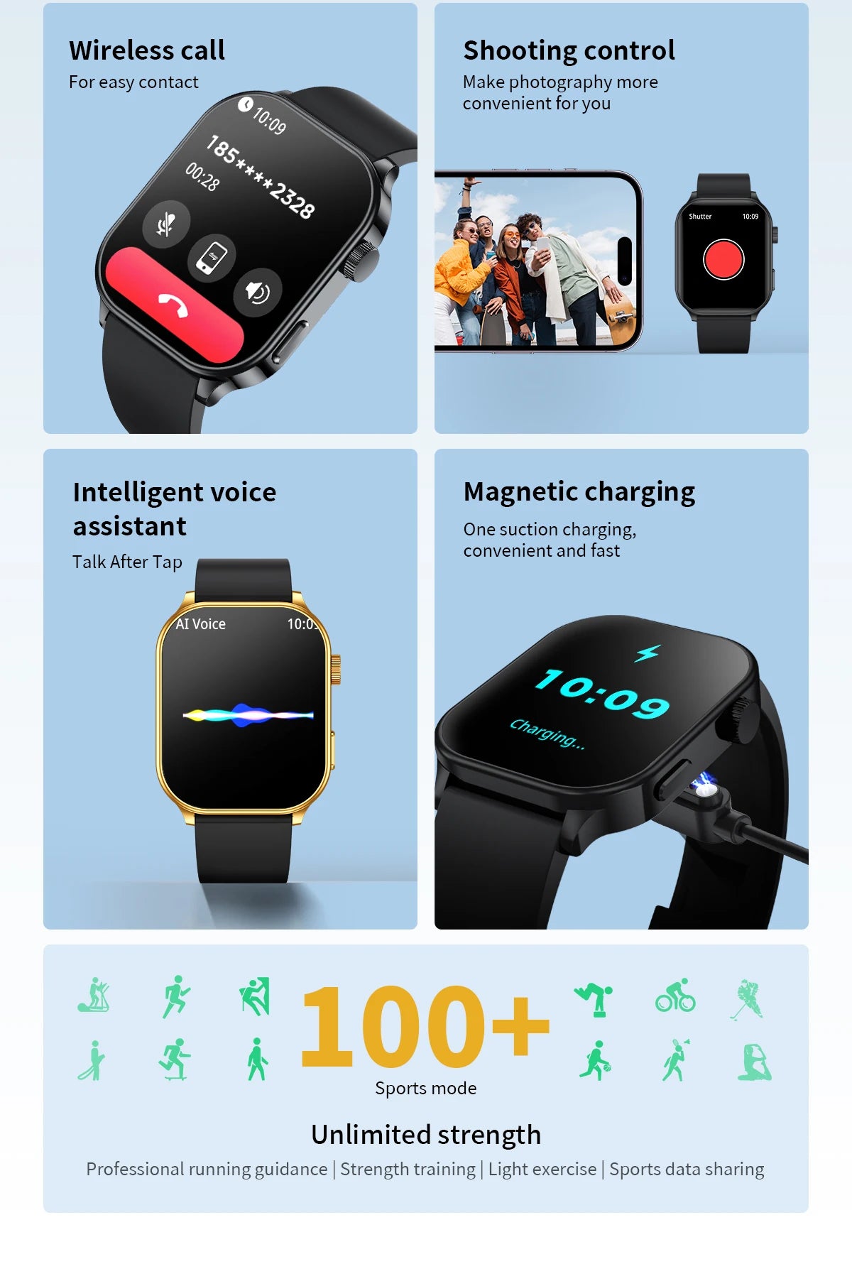 LIGE NEW Smart Watch Daily Monitoring Voice Assistant Wireless Call Notification Music Control Men Women Waterproof Smartwatch