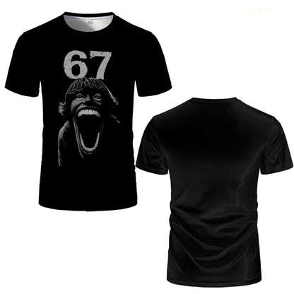 Fun Doot Doot 6 7meme Print T-Shirt Six Seven Slang Term Brain Rot Short-Sleeve Tee SCP-67 Unisex Casual Fashion Streetwear Tops