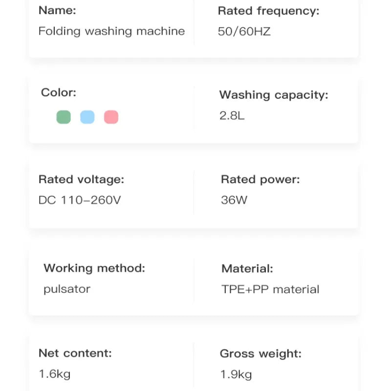 Portable folding washing machine With Spin Dryer Household Automatic Blue Light Sterilization Mini Underwear Laundry Washer
