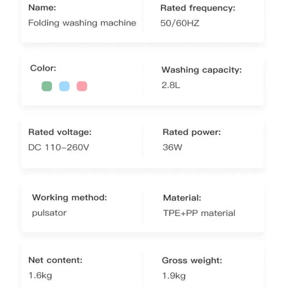 Portable folding washing machine With Spin Dryer Household Automatic Blue Light Sterilization Mini Underwear Laundry Washer