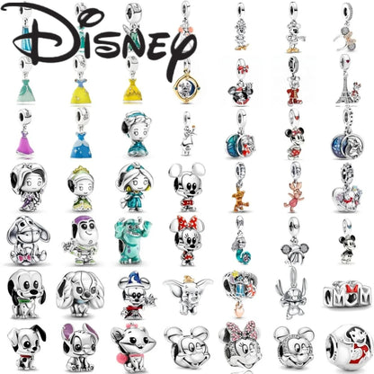 2025 New Disney Beautiful Princess Dress Bead Pendant 925 Silver Suitable for European Original Bracelet DIY Exquisite Jewelry