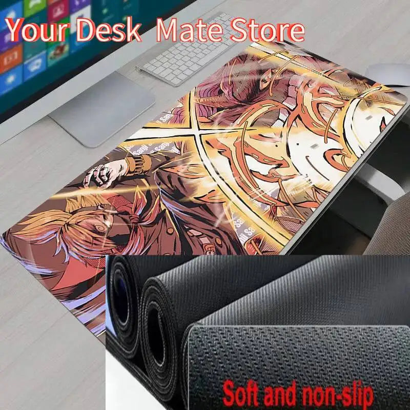 One Piece Sanji Gaming Mouse Pad Gamer Home Computer HD Mousepad XXL Keyboard Pad Carpet Non-Slip Office Mouse Mats