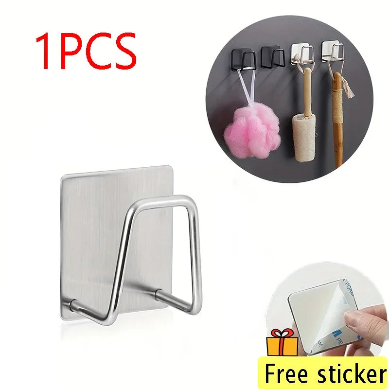Sponge Holder Kitchen Sink Stainless Steel Sink Shelf Adhesive Holders Drain Drying Rack Wall Hook Accessories Storage Organizer