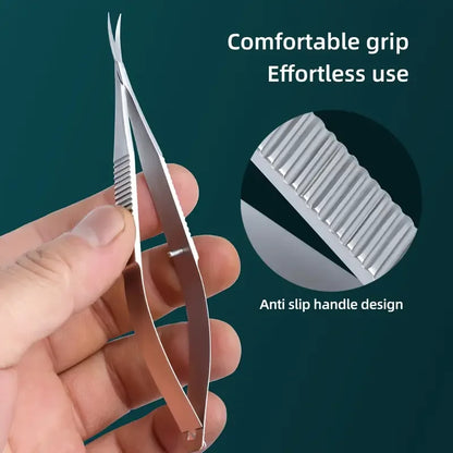 1pc Professional Nail Dead Skin Remover Stainless Steel Eyebrow Scissors Durable Curved Cross-Tail Design Nail Care Beauty Tools