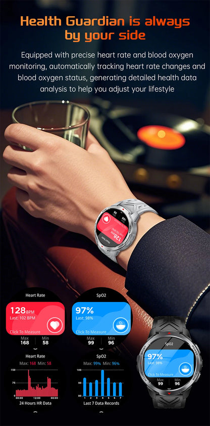 2026 New Smart Watch Men with Flashlight Sports 3ATM Waterproof 1100 mAh Large battery BT Call  Man for Android iOS Smartwatch