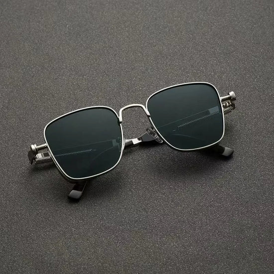 Punk Sunglasses Men Driving Sunglasses Retro Spring Leg Driving Outdoor Sports Metal Rectangular Decorative Glasses Women UV400