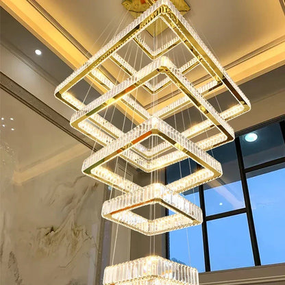 Modern Home Decoration Crystal Chandelier Stair Pendant Lamp Living Room Pendant Lights Indoor Lighting