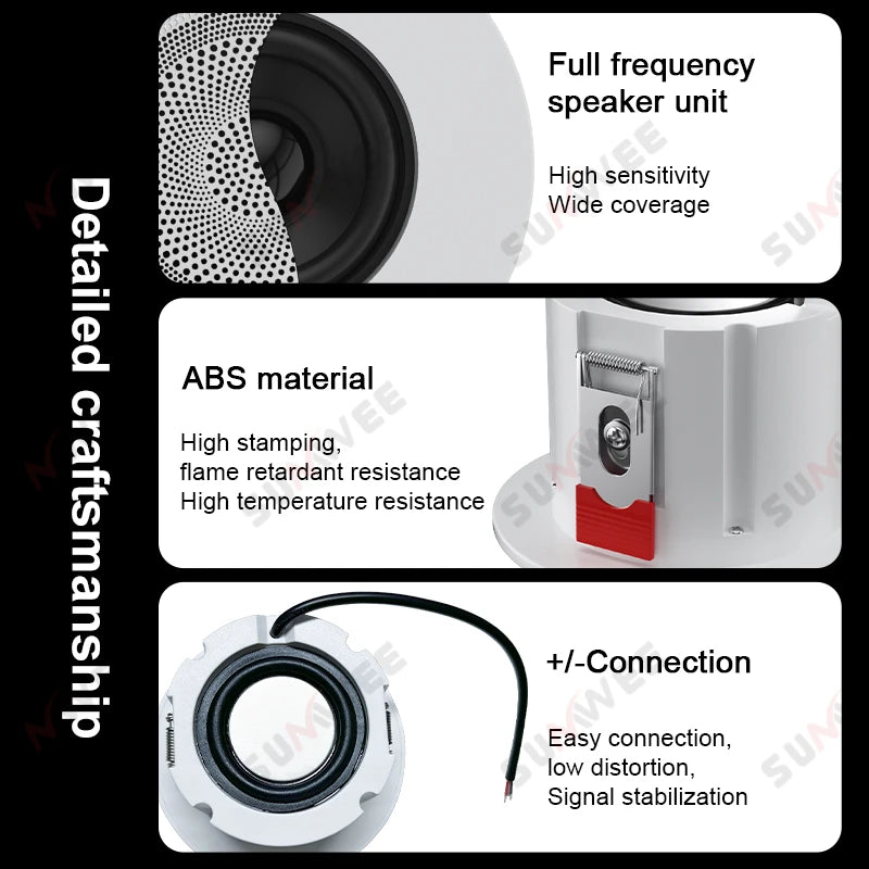 3 Inch Passive ceiling speakers 4 Ohm home Theater Background Music Stereo sound Embedded Audio system For Kitchen Living Room