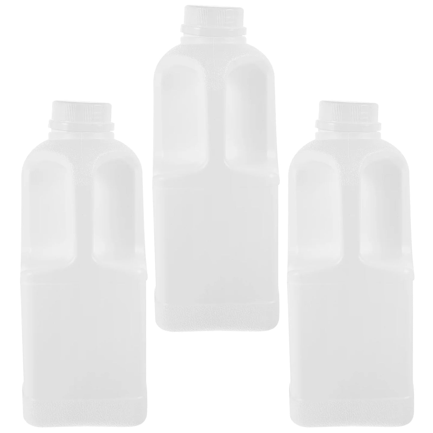 3 Pcs Food Plastic Containers 2L Square Milk Bottles With Handle Storage Jugs Beverage Dispensers Reusable Leak Proof Water