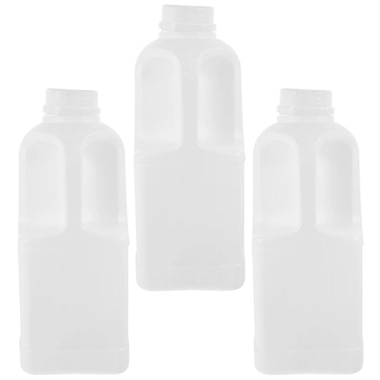 3 Pcs Food Plastic Containers 2L Square Milk Bottles With Handle Storage Jugs Beverage Dispensers Reusable Leak Proof Water
