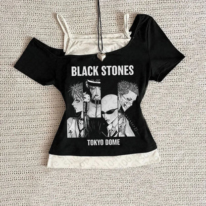 Y2k Nana Osaki Graphic T Shirts Casual Harajuku Streetwear Japanese Clothes Fashion Rock Punk Sleeveless Tanks & Camis Coquette