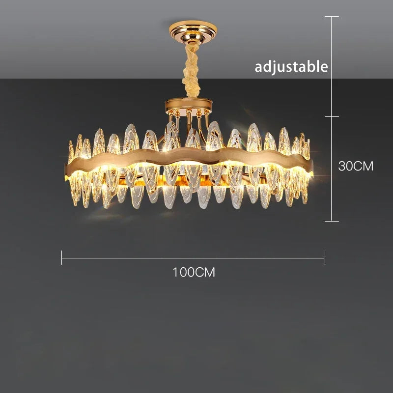 Living Room Luxury Crystal Chandeliers Modern Island Lighting Golden Lobby Decorative Lights