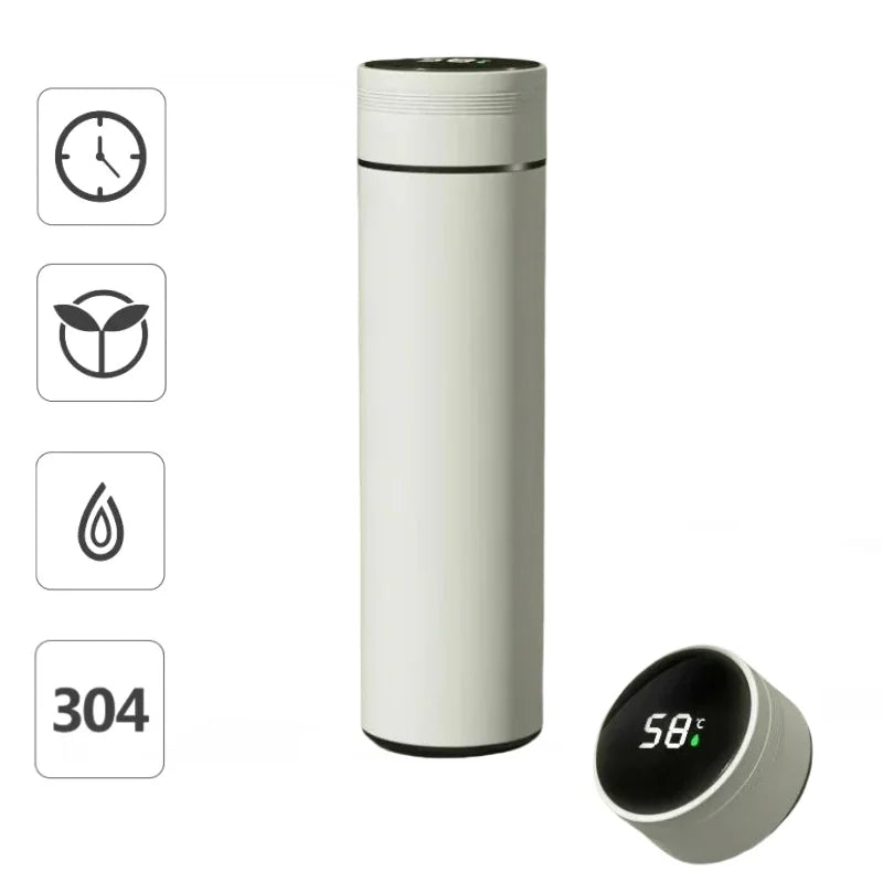 2025 Smart Display 304 Stainless Steel Thermos Cup Vacuum Water Cup for Men and Women Students High Value Office Cup