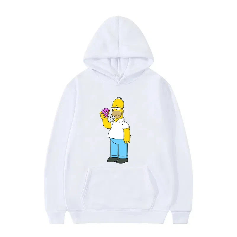 Disney The Simpsons Funny Pattern Casual Hooded Tops Men Woman Loose Comfortable Winter Black Sports Pullovers Fashion Clothing