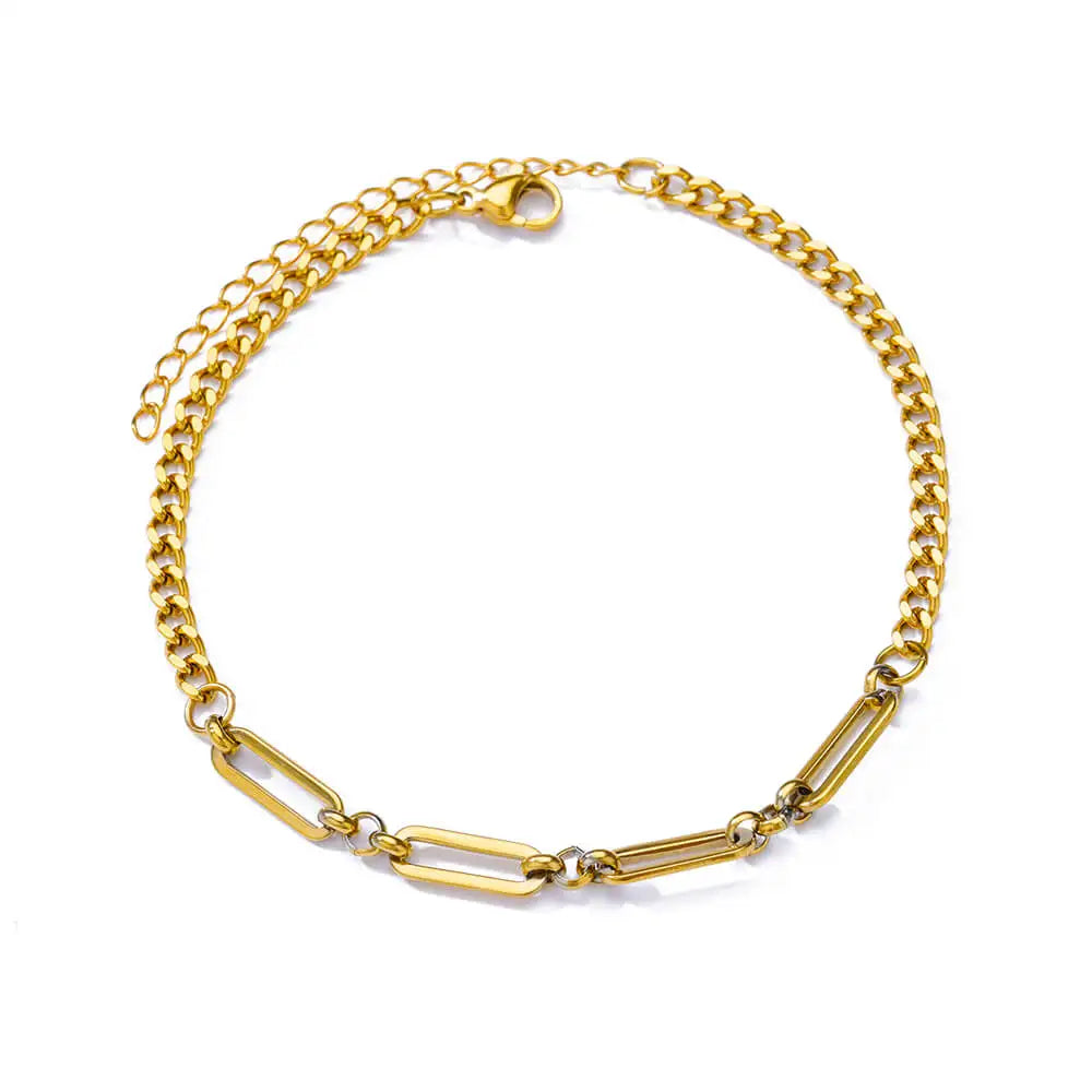 Zircon Cross Anklets For Women Gold Color Stainless Steel Cross Anklet Double Chain Summer Beach Party Jewelry Gift Accessories
