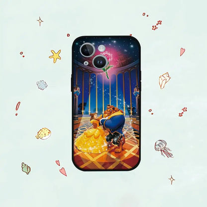 Beauties Beasts Rose Princess Art Print Phone Case For IPhone 1716 15 14 13 Pro Max 11 12 Mini X Xs XR Black Silicone Cover