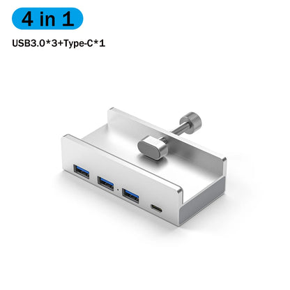 USB 3.0 HUB 6-in-1 Clip Style Docking Station 5Gbps Transmission Speed Splitter Extension Adapter Computer Accessory for Laptop