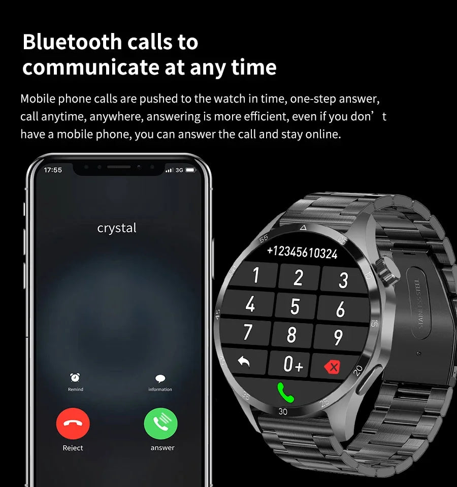 2025 New Smart Watch Men Watch 4 Pro1.53 inch AMOLED HD Screen BT Call GPS sports NFC Health Monitoring Smartwatch Mens Watch