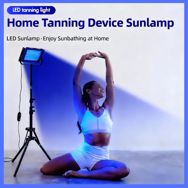 UV Tanning Lamp Home Solarium Body Tanning Light with Tripod Adjustable Height 200W 144 LED Beauty Skin Sun Lamp