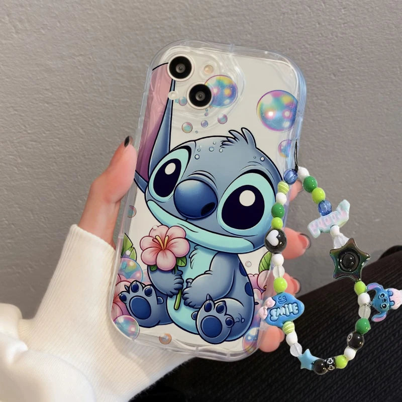 Cute Y2K Stitch with Strap Lanyard Chain Case for Iphone 6 6S 7 8 Plus SE 2022 11 12 13 Pro X XR XS Max 13 Pro Max Fashion Cover