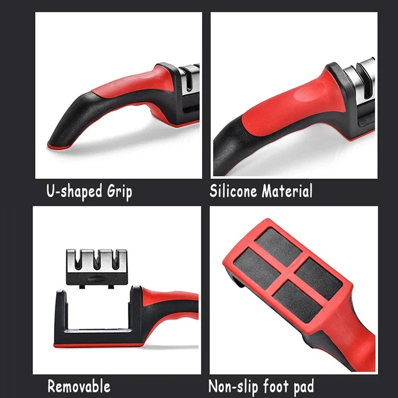 Level 3 Quick Sharpening Tool Knife Sharpener With Anti-slip Base Kitchen Accessory Small Tools Stone Knives Accessories Dining