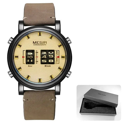 MEGIR 2020 New Luxury Watches Men Military Sport Roller Pointer Quartz Watch Man Fashion Stainless Steel Mesh Strap Wristwatch