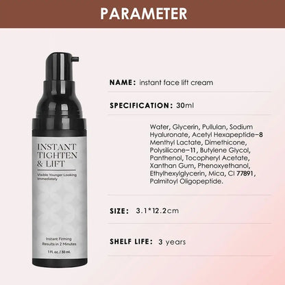 2 Minutes Instant Tighten & Lift Facial Cream Moisturizing Hydrating Smoothing Face Serum for All Skin Types Eye Skin Care