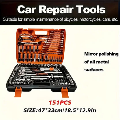 151/46-Piece Premium Automotive Tool Kit or a wet wipe | Ratchet Torque Wrench Ultra-Portable for Auto/Bike/Motorcycle Repair