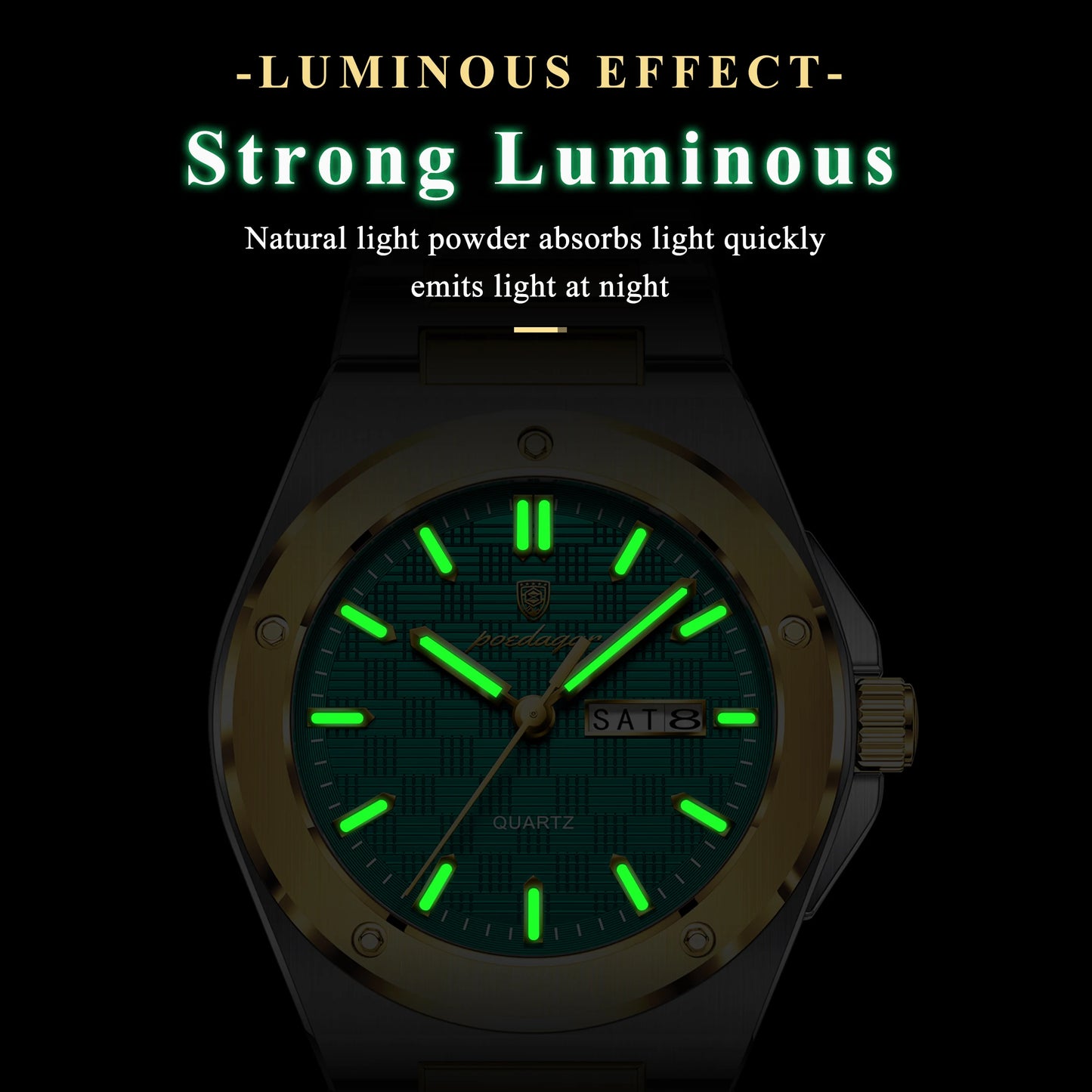 POEDAGAR High Quality Men Clock Date Week Waterproof Fashion Watch For Man Stainless Steel Luxury Men's Quartz Watches Reloj+Box