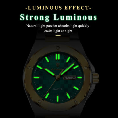 POEDAGAR High Quality Men Clock Date Week Waterproof Fashion Watch For Man Stainless Steel Luxury Men's Quartz Watches Reloj+Box