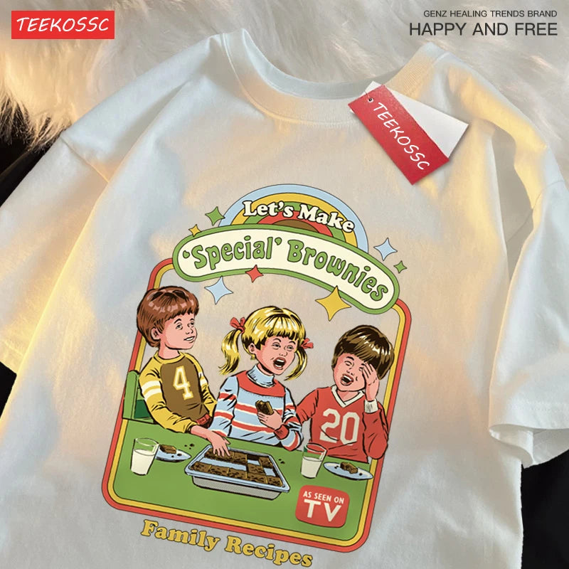 Let’S Make Brownies Family Recipes T Shirt Men Women Cotton Clothes Loose Casual Tshirt Loose Breathable Street Tees Couple