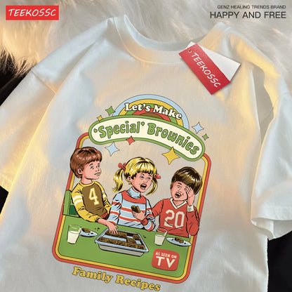 Let’S Make Brownies Family Recipes T Shirt Men Women Cotton Clothes Loose Casual Tshirt Loose Breathable Street Tees Couple