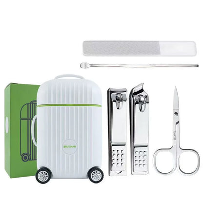 Mini Suitcase Nail Clippers Set Stainless Steel Nail Care Tool Makeup Grooming Gift Kit Portable Beauty Care Accessories