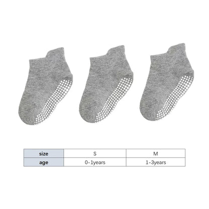 6 Pairs Spring Summer Baby Cotton Short Socks Solid Color Anti-Slip Floor Socks for Boy Girl Casual Kids Boat Socks 0-3 Years