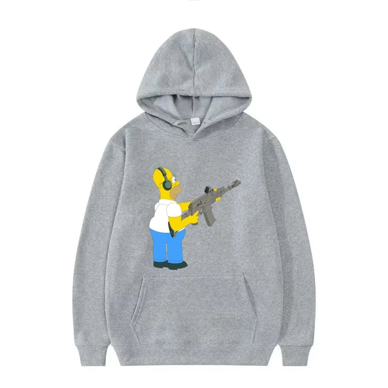 Disney The Simpsons Funny Pattern Casual Hooded Tops Men Woman Loose Comfortable Winter Black Sports Pullovers Fashion Clothing
