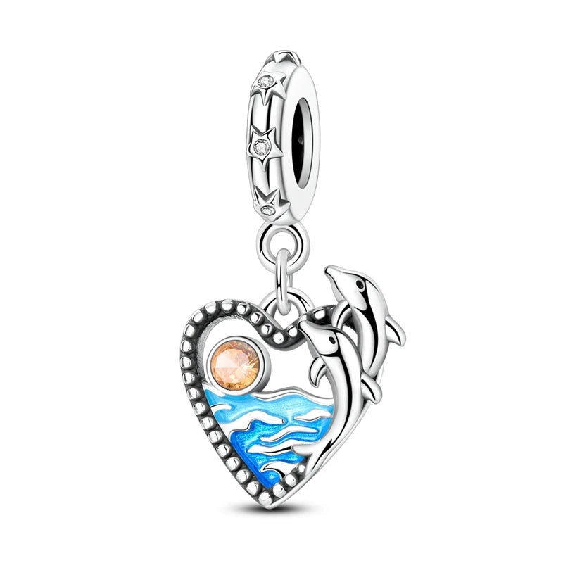 Leisurely 925 Sterling Silver Beach Trip Hawaiian Bikini Surf Coconut Tree Charm Fit DIY Bracelet Necklace Travel Souvenirs