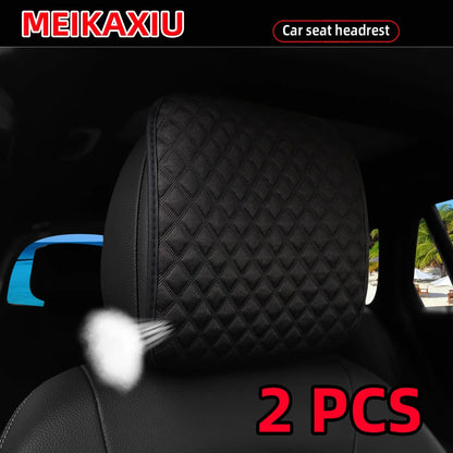 1/2PCS  Car Seat Headrest Cover, Ice Silk, Diamond Pattern, Breathable, Comfortable Fabric Pillow, Auto Accessories, Summer