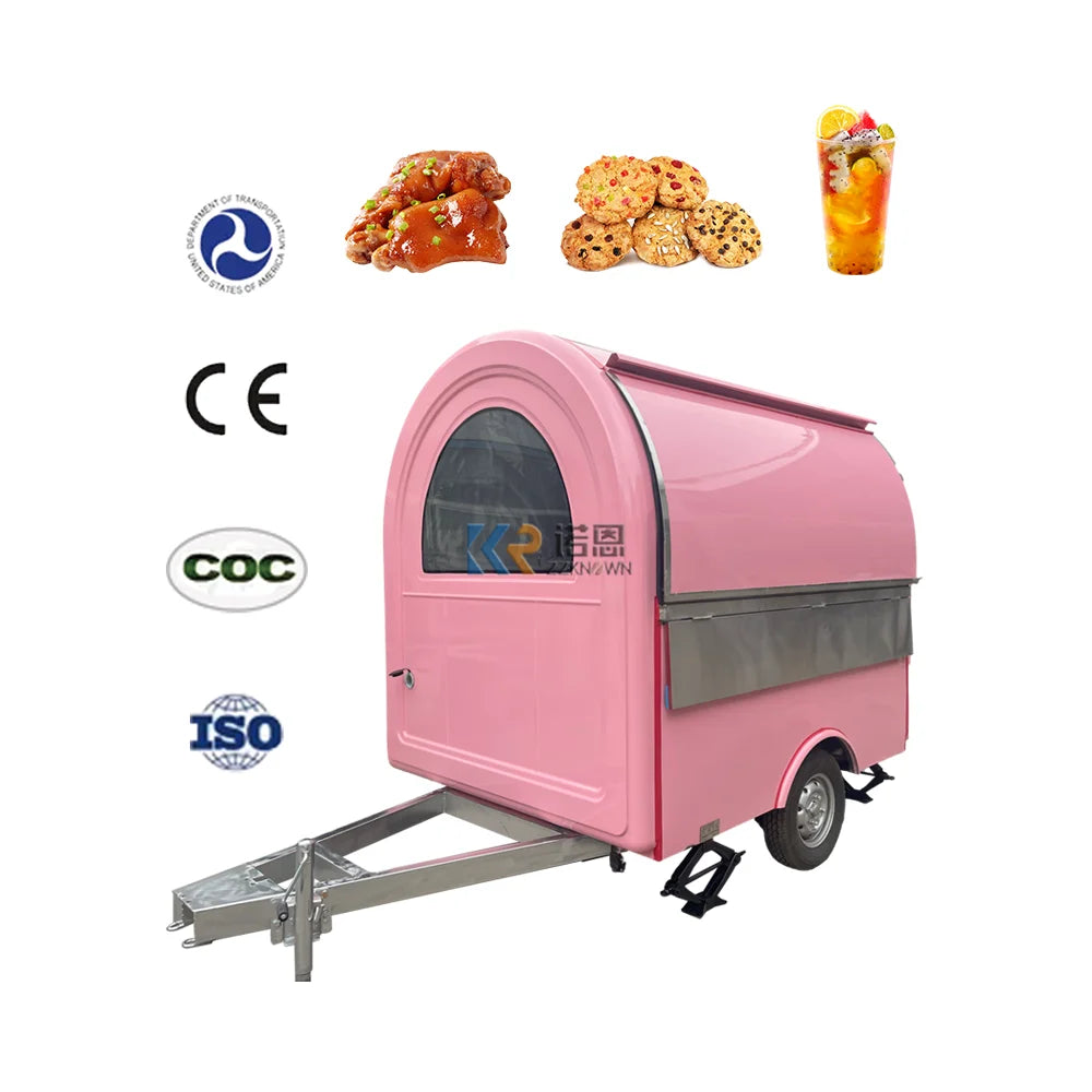 Mobile Food Truck Fast Food Trailer Hotdog Snack Trailer Bread Coffee Cart Kiosk Stand Solar Mobile Catering Cart