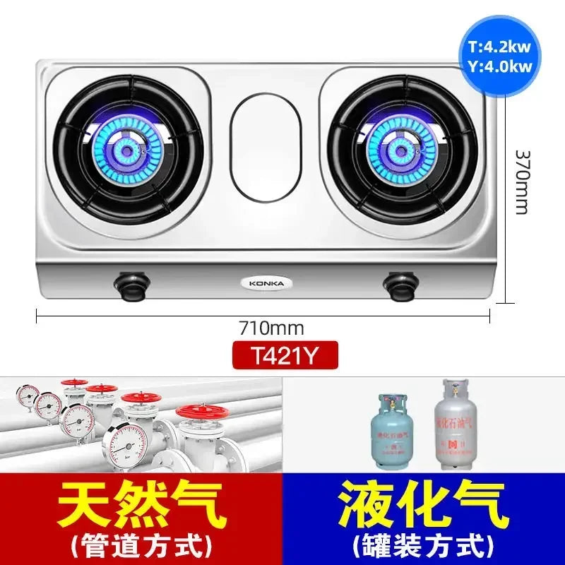 Gas Stove Desktop Double Burner Household Natural Gas Liquefied Stove Raging Fire Estufas De Gas Para Casa Cooktop